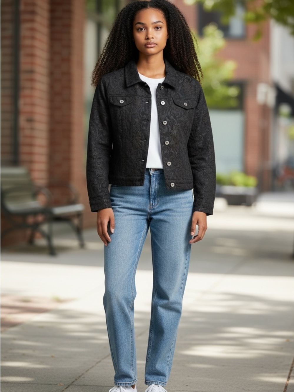 Ruby Rd. Black Embossed Jacket with Orange Label